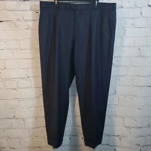 BALLIN CLASSIC Blue/Gray 90% Wool Flat Front Cuffed Dress Pants 38
